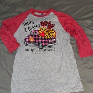 Simply Southern Three-quarter Sleeve Shirt - Red & Gray
